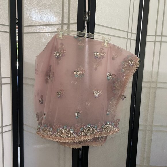 Dusty Purple Embroidered Organza Lehenga - Picture 15 of 16